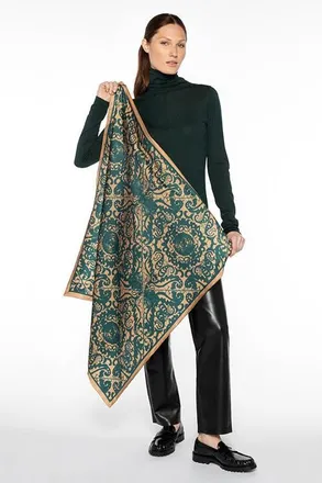Kinross Cashmere Lace Paisley Print Scarf in Camel Multi at Nordstrom