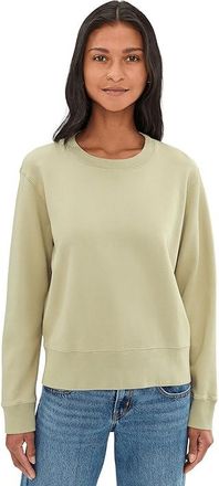 Mod-o-doc Long Sleeve Open Crew Neck Sweatshirt Womens Sweatshirt Eucalyptus : MD (US 8-10), Cotton