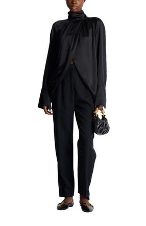 Balmain Draped silk blouse in Black at Nordstrom, Size 36 Eu