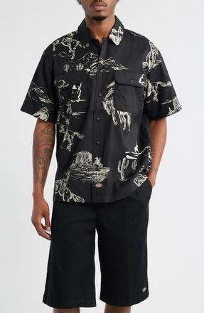 Dickies Savage Work Button-Up Shirt in Black at Nordstrom Rack, Size Large