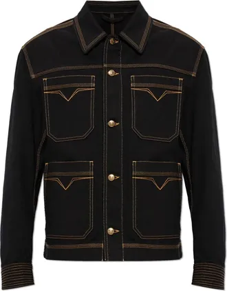 Versace Heren, Jassen, Zwart, Maat: S Denim