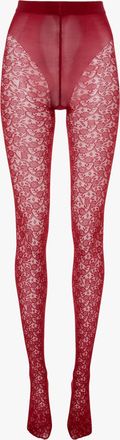 Victoria Beckham Monogram Lace Tights In Red XS-S
