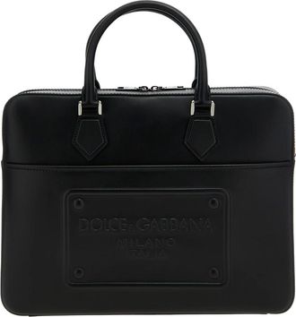 Dolce & Gabbana Leren Aktetas - Heren - Tassen - Zwart - Maat: ONE Size Leer