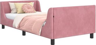 vidaXL Cama Para Ni&ntilde;os Con Cabecero Rosa 90 X 190 Cm Terciopelo Vidaxl