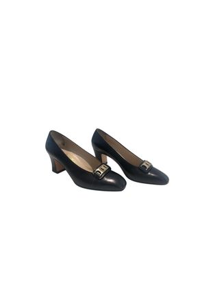 Ferragamo Black Leather Fizzy Pumps Size 37.5