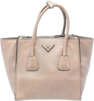 Prada Pre-owned Twin Pocket Satchel - Dames - Vintage Handtas - Beige - ONE Size - Leer - Vintage