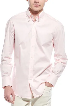 Brunello Cucinelli Flamingo Button-Up Shirt, Size X-Small