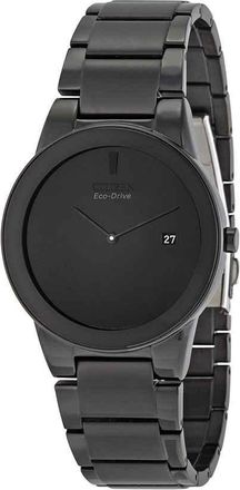 Citizen Axiom Eco Drive Black Dial Black Ion-plated Mens Watch AU1065-58E