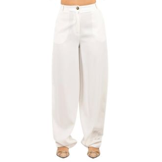 Elisabetta Franchi Wide Trousers, female, White, Size: XL Wide Trousers