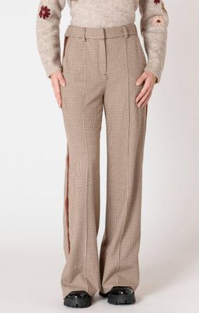 Dex Clothing Houndstooth Stripe Pant In Beige