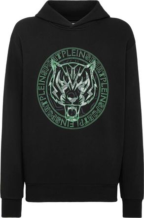 Plein Sport Hoodie Sweatshirt Tiger - Heren - Sportshirts - Zwart - XS - Katoen - Fitness