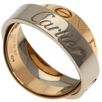 Cartier Love Pink Gold (18K) White Gold (18K) Band Ring (Pre-Owned)