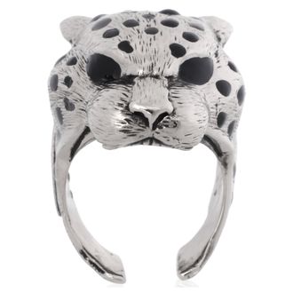 Roberto Cavalli Antique Silver-Tone Panther Statement Ring, Size 16