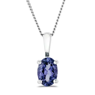 The Diamond Store Tanzanite 7 x 5mm 925 Sterling Silver Pendant Necklace