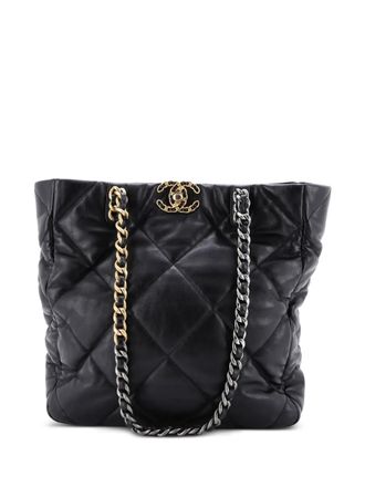 Chanel 19 Shopping Bag Quilted Leather Medium tote bag - Black