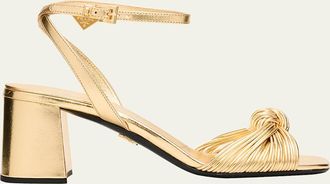 Prada 65mm Knotted Metallic Leather Sandals
