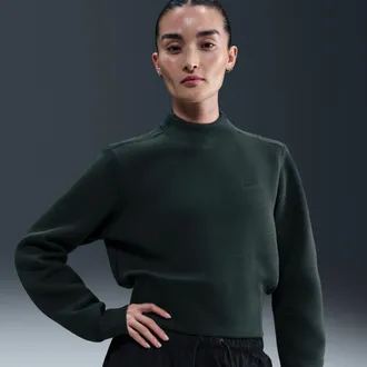 Nike Womens Tech Fleece Crew in Green | HV2796-390
