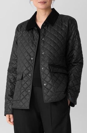 Eileen Fisher Corduroy Collar Quilted Jacket in Black at Nordstrom Rack, Size X-Small