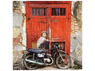 Schubiger M&ouml;bel Digitaldruck auf Glas Street Art mit Moped