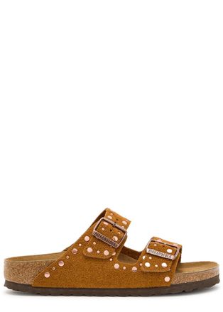 Birkenstock Arizona Studded Suede Sliders - Tan - 36 (IT36/ UK3)