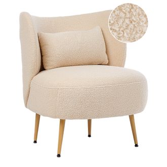 Beliani Beliani - Sill&oacute;n Sal&oacute;n Respaldo Curvo Dise&ntilde;o Glamuroso Tapicer&iacute;a Boucl&eacute; Patas De Metal Madera Clara Beige Otsby Ii