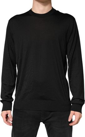 Dolce & Gabbana Mens Silk Crew Neck Pullover Black