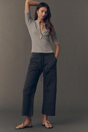 Re/Done Beach Pant High-Rise Relaxed Crop Straight Jeans