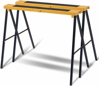 Costway Caballete De Metal Plegable Caballete Andamio Cada Carga 125kg Banco De Trabajo - Costway