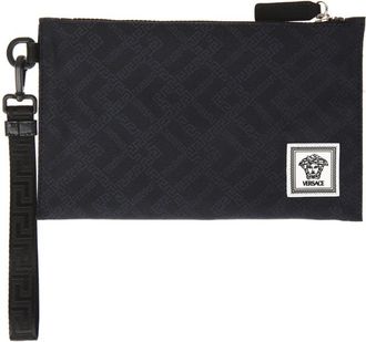 Versace Pochette Greca X - Heren - Toilettassen - Zwart - ONE Size - Nylon - Tassen
