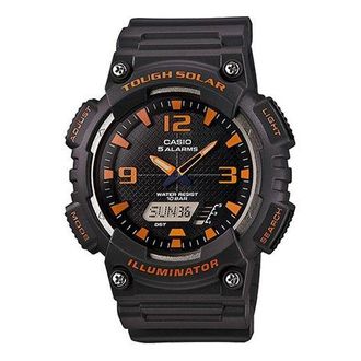 Casio Waterproof Sports Solar Powered Shockproof Mens Black/Orange Analog/Digital Combo AQ-S810W-8A