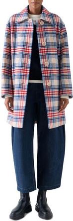 Akris Lumberjack Plaid Wool Blend Coat in Cashew-Multicolor at Nordstrom, Size 14