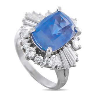 Luxury Bazaar Platinum 1.11ct Diamond and Sapphire Ring 5418