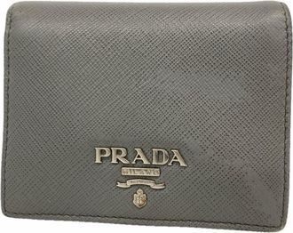 Prada Gray Pink Leather Wallet (Bi-Fold) (Pre-Owned)