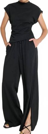 Nation Ltd Andrea Side Shirred Top In Black