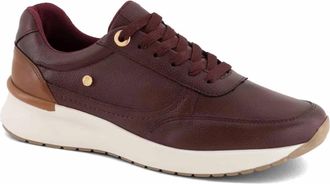 Andrea Womens Leather Sneakers In Burgundy