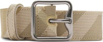 Burberry stripe design belt - women - Acrylic/Polyester/Wool/Calf Leather - S - Neutrals