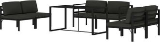 vidaXL Set Muebles De Jard&iacute;n 7 Pzas Y Cojines Aluminio Gris Antracita Vidaxl