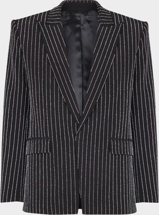 Balmain Mens Crystal Stripe Single-Button Dinner Jacket