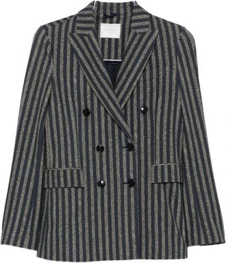 Circolo 1901 Gestreepte Double-Breasted Blazer - Dames - Blazers - Veelkleurig - L - Leer - Jassen
