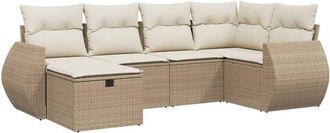 vidaXL Juego De Sof&aacute;s Jard&iacute;n Con Cojines 6 Pzas Rat&aacute;n Sint&eacute;tico Beige Vidaxl