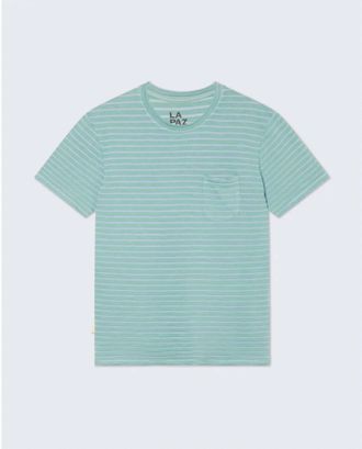La Paz Mens Guerreiro Pocket T-Shirt In Green/indigo Stripe