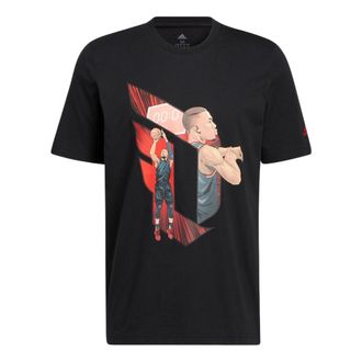 adidas Dame Casual Basketball Cartoon Character Sports Round Neck Breathable Short Sleeve Black HS4322