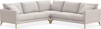 Castlery Lena L-Shaped Sectional Sofa Customized, Cream Performance Fleece, Brass Legs, Spill Resistant, Removable Covers for Sofas, Castlery