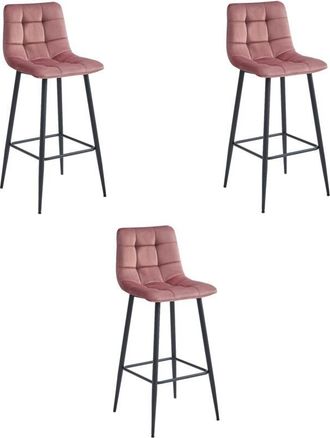 OEM Taburete Arceto - Terciopelo Rosa Oscuro / Patas Negras X 3