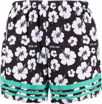 Yes I Am floral-print swim shorts - men - Polyester - S - Black