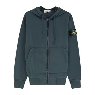 Stone Island Hoodies & sweatvesten, Heren, Groen, XL, Katoen, Katoenen Rits Hoodie