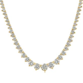 Pompeii3 15.80Ct Certified Diamond Tennis Necklace 18k Yellow Gold Lab Grown (F-G,VS2-I1)