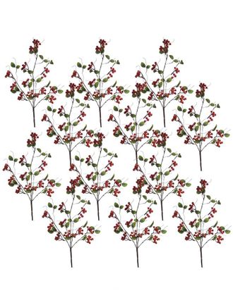 Melrose International Set Of 12 Boxwood Berry Twig Spray