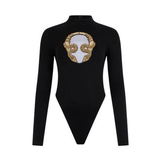 Roberto Cavalli Body, female, Black, Size: 2XS Embroidered Top