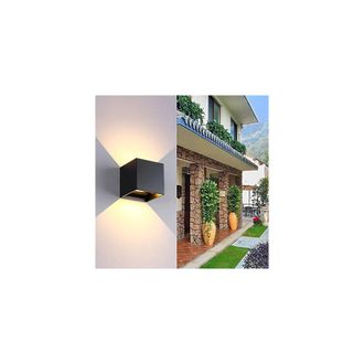 Trade Shop Trade Shop Traesio - Trade Shop - Applique Led Cubo Nero Lampada Para Parete 5w 750lmn Luz Updown Ip65